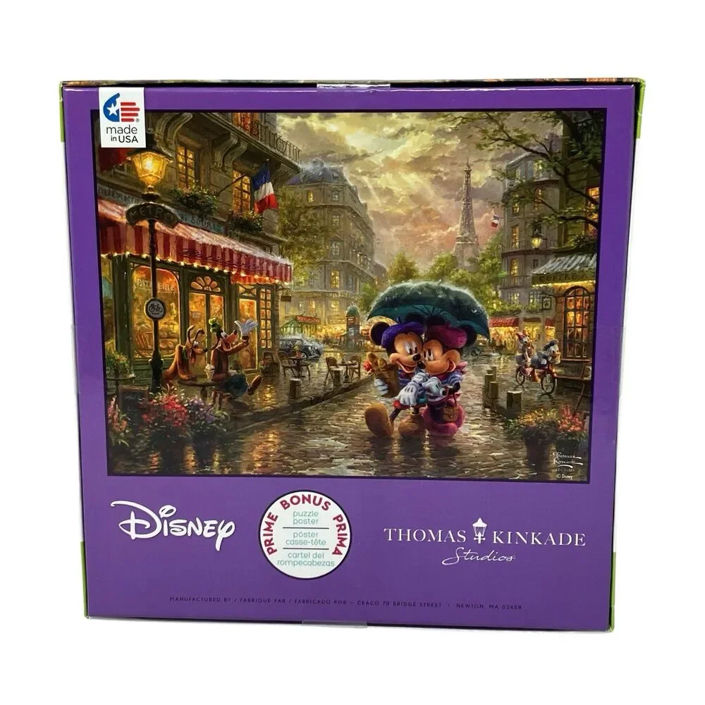 Disney Kinkade Mickey Minnie Mouse Paris Puzzle‎ 750pc Romantic Eiffel Tower Art